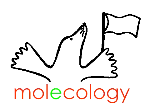 molecology logo - mole waving white flag